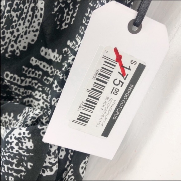 {SOLD} NWT NEW VETIVER Midi Black Pattern Dress V Neck 4 - Picture 6 of 12